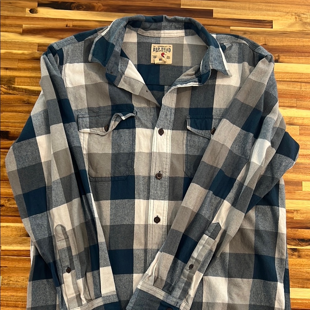 RedHead Blue and Gray Plaid Shirt